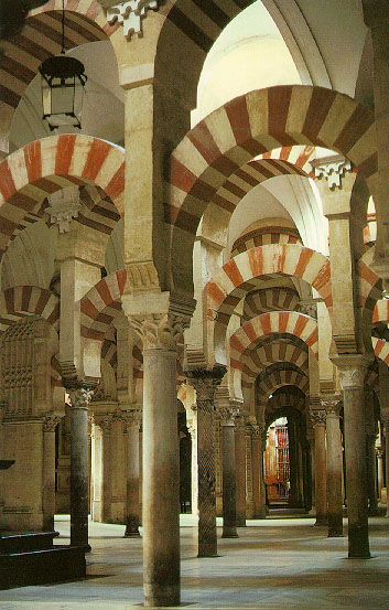The Great Mosque , Cordoba The double horseshoe arcades of the prayer-hall